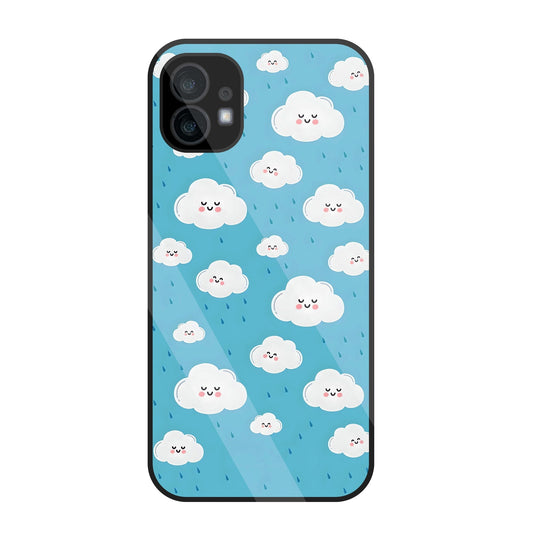 Smile Clouds With Rain Glass Case For Nothing Phone 1