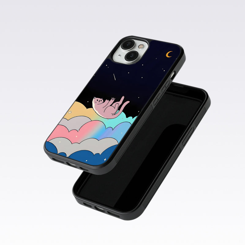 Space Cat Art Glass Case For OnePlus 12R