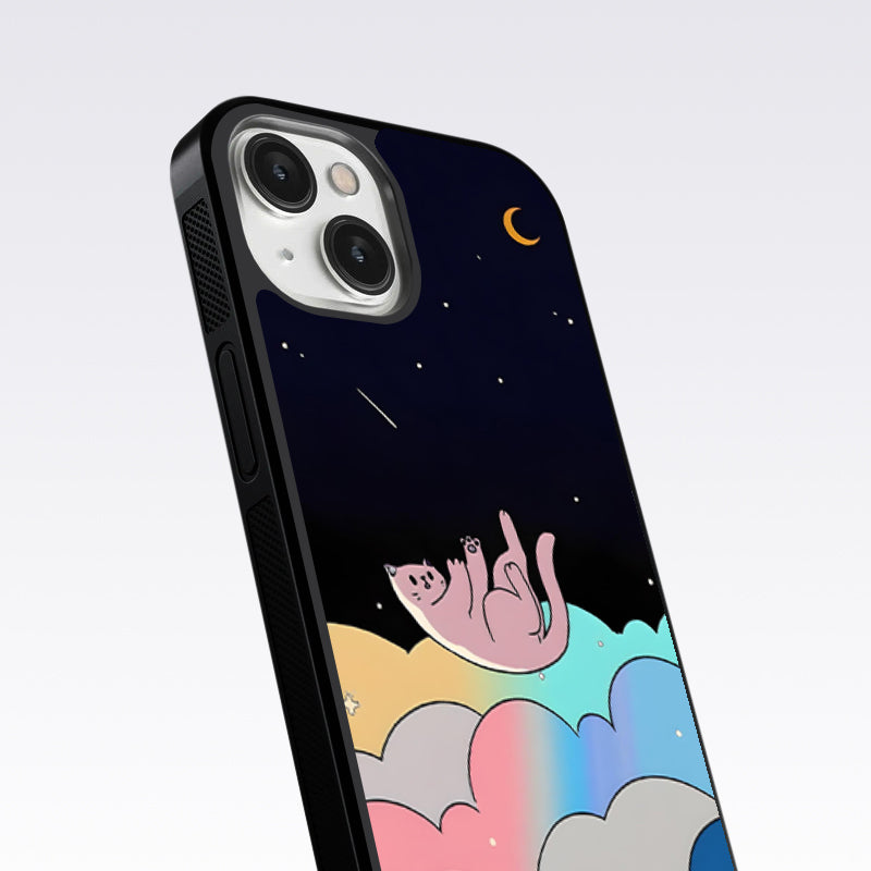 Space Cat Art Glass Case For OnePlus 12R