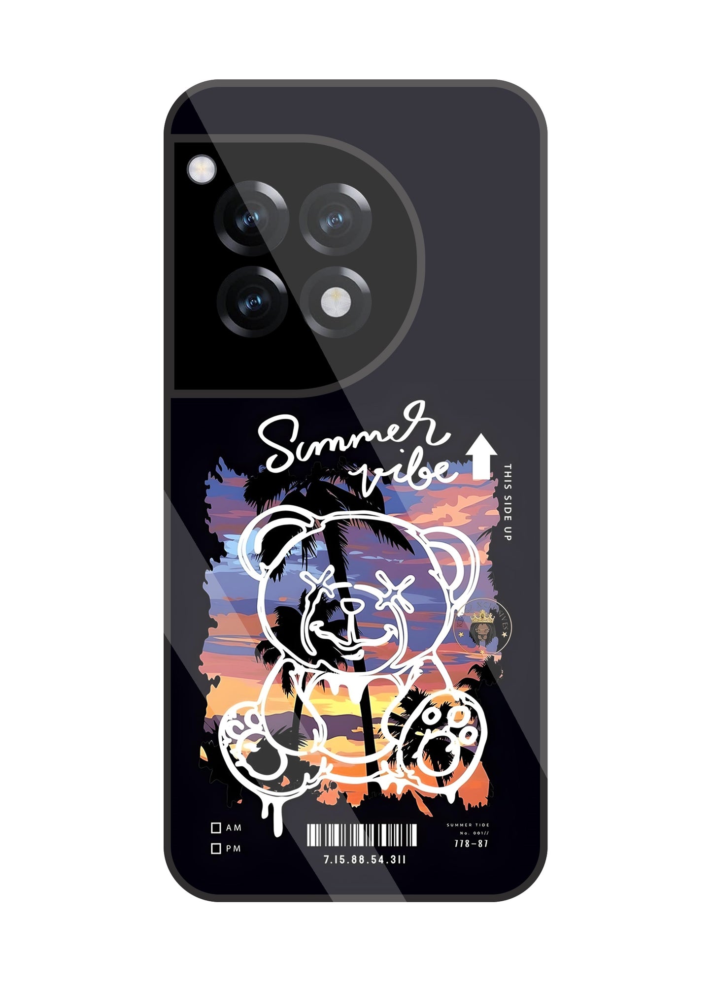 Summer Vibe Bear Glass Case For Oneplus 12R