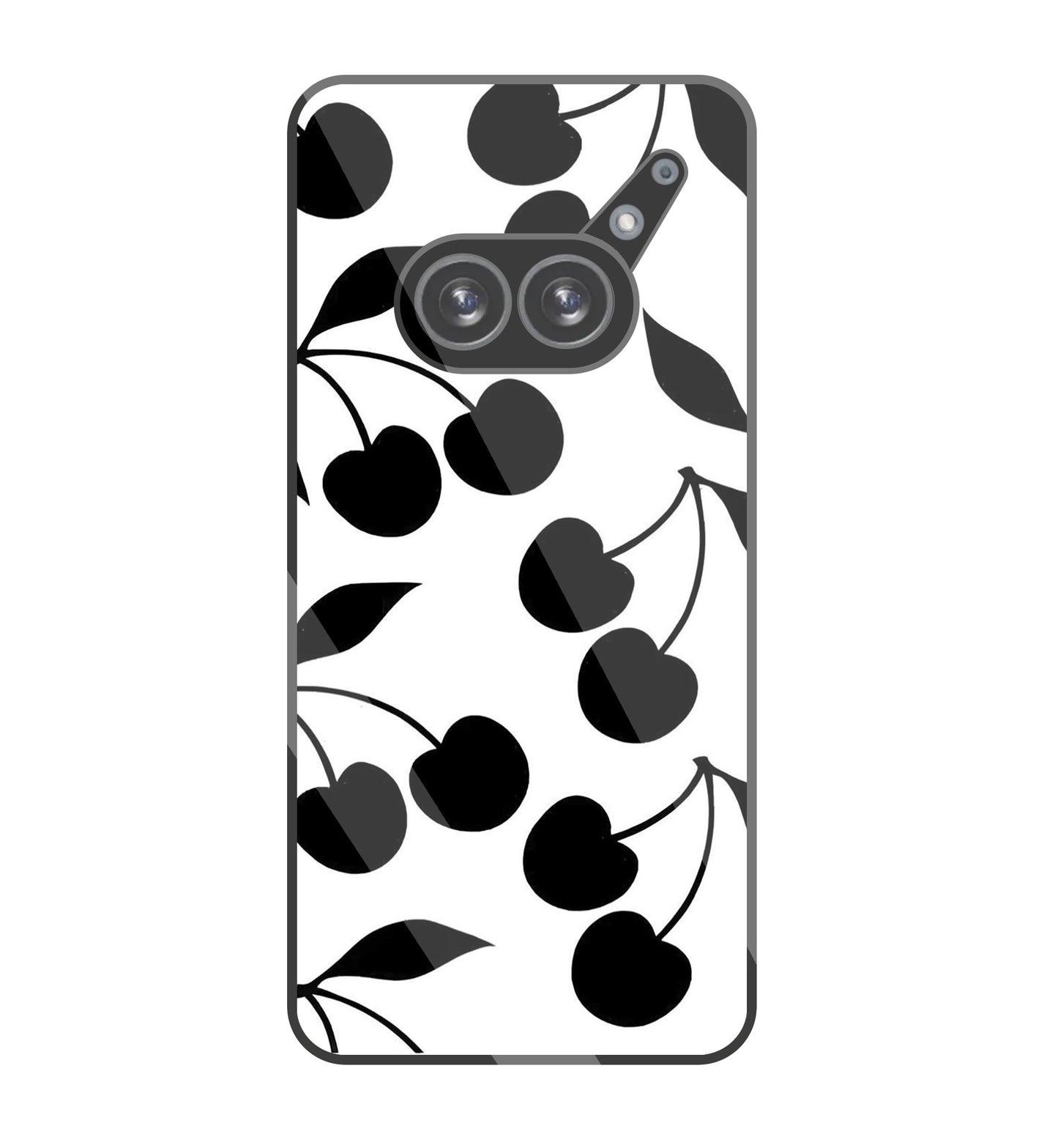 White With Black Cherry Glass Case For Nothing Phone 2A