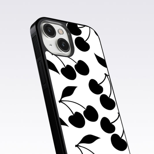 White With Black Cherry Glass Case For Nothing Phone 2A