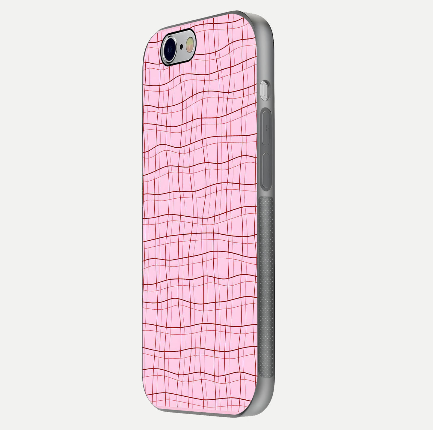 Soft Grid Bliss iPhone 6 glass phone case side profile view focusing on sleek edges and seamless wrap