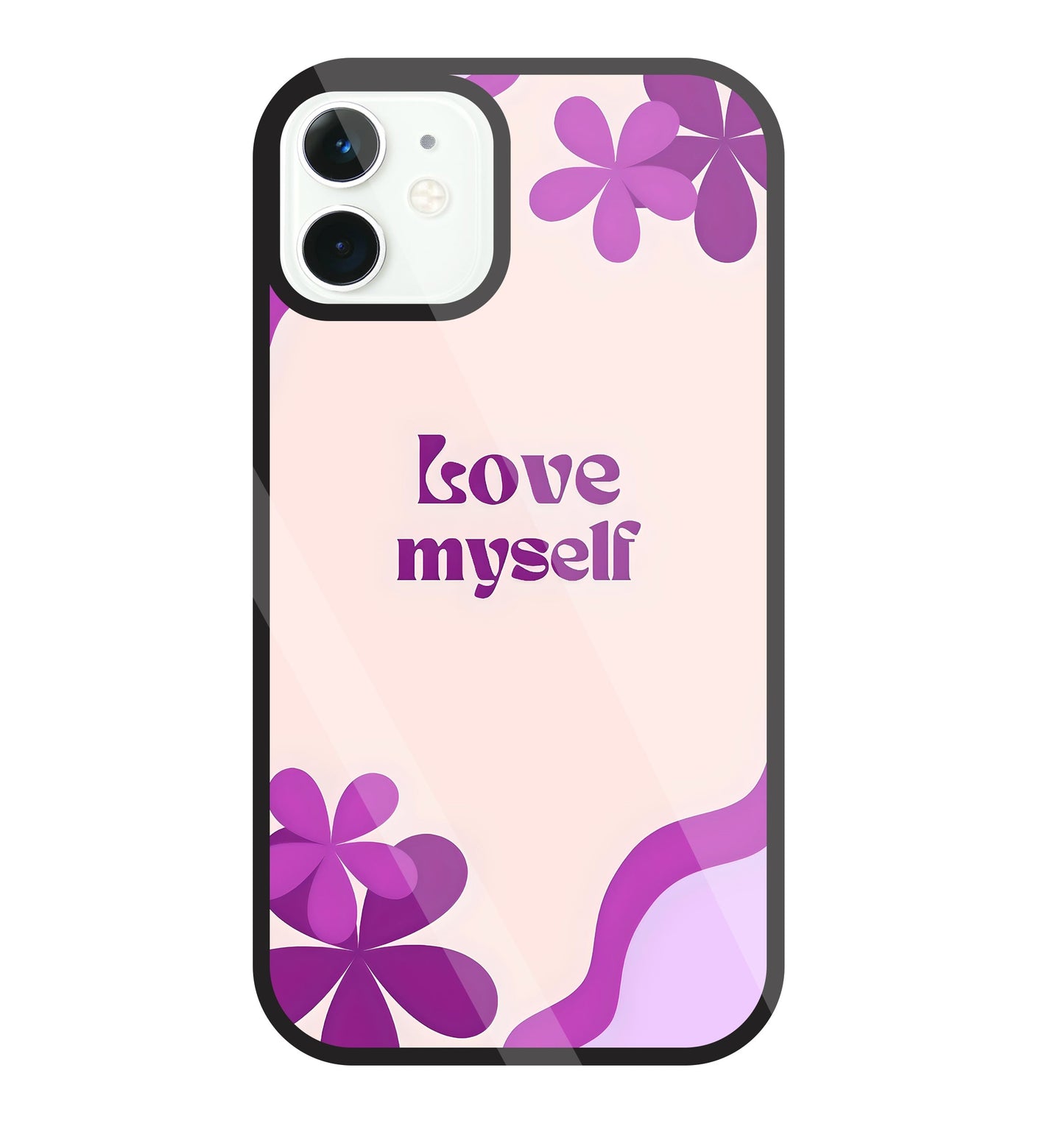 Love Myself Purple Flower Glass Case For Apple iPhone 11
