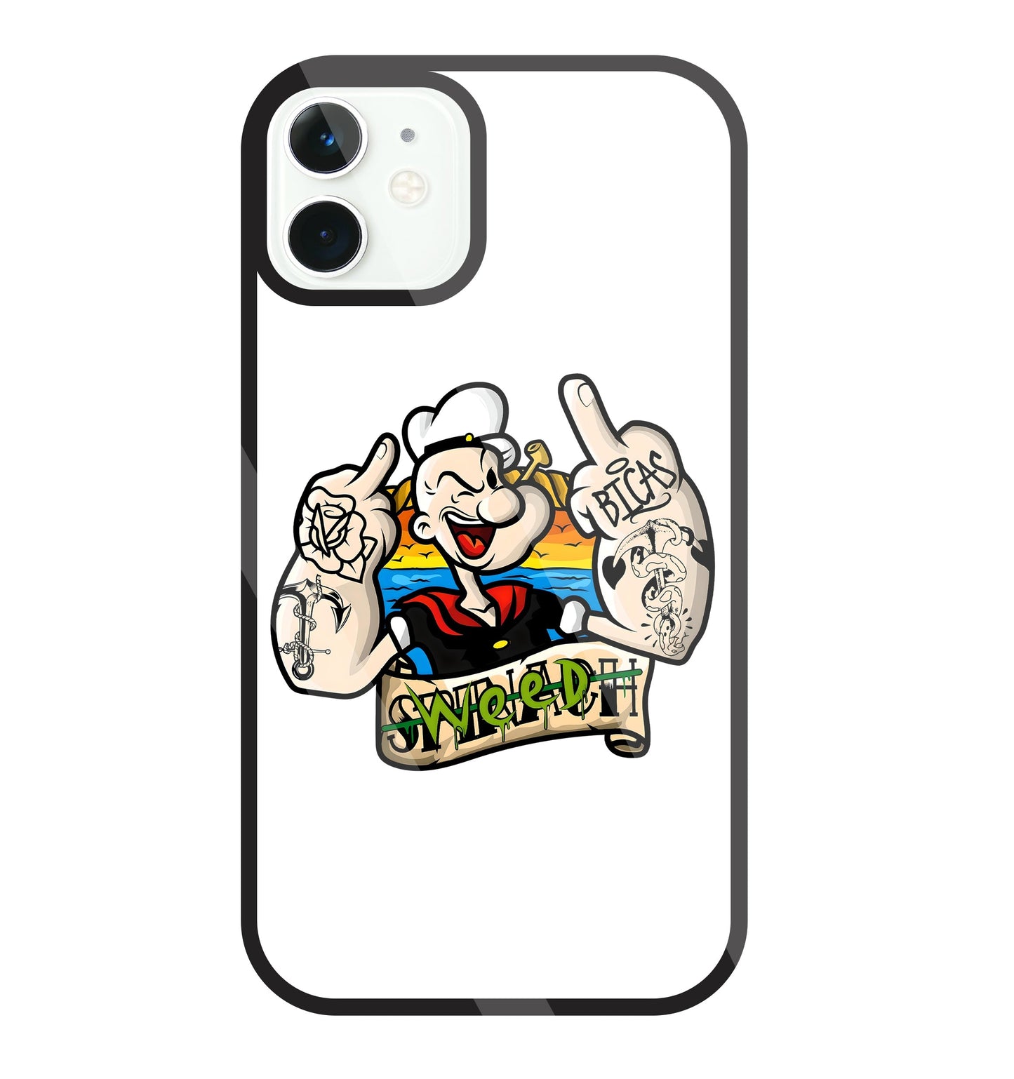 Popeye Weed Glass Case For Apple iPhone 11