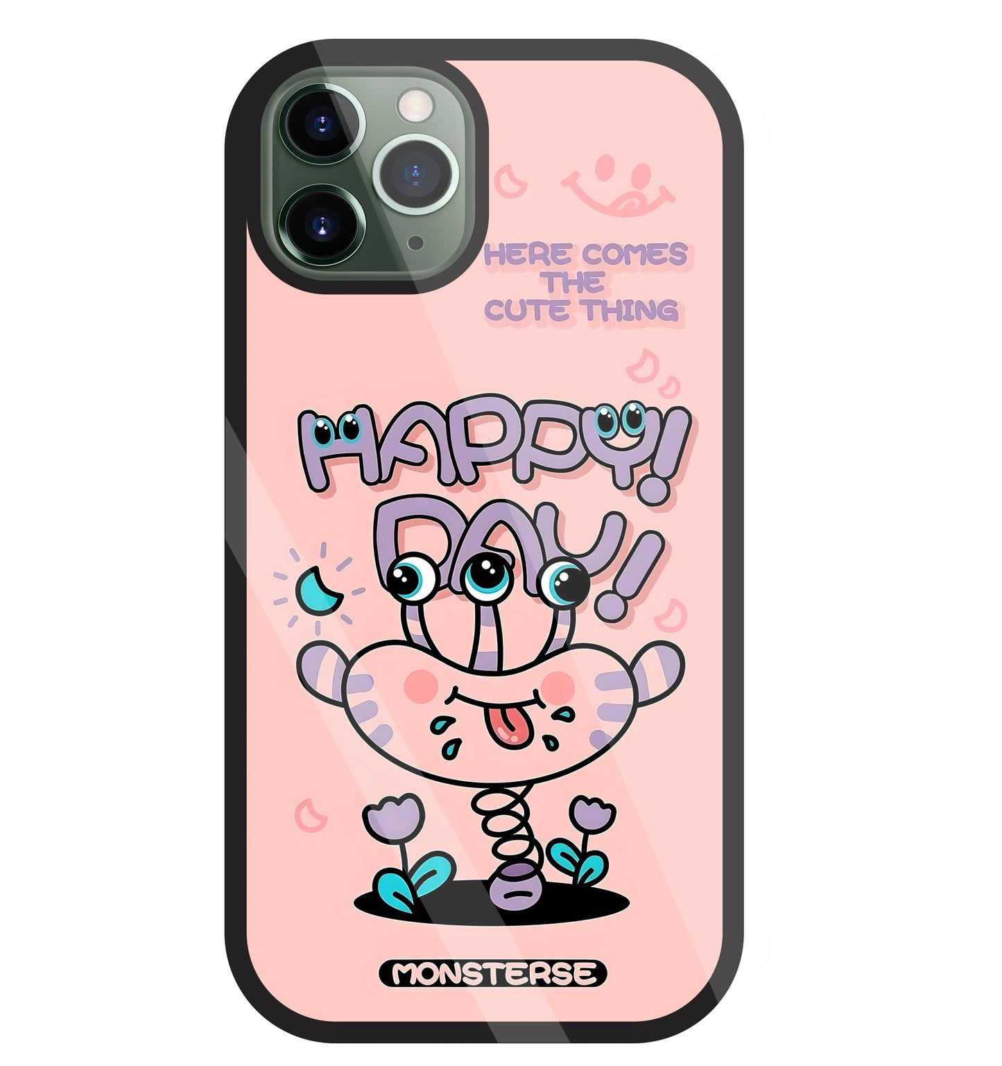 Happy Day Monsterse Pink Glass Case For Apple iPhone 11 Pro