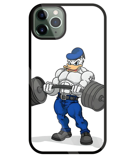 Donald Duck With Gym Glass Case For Apple iPhone 11 Pro Max