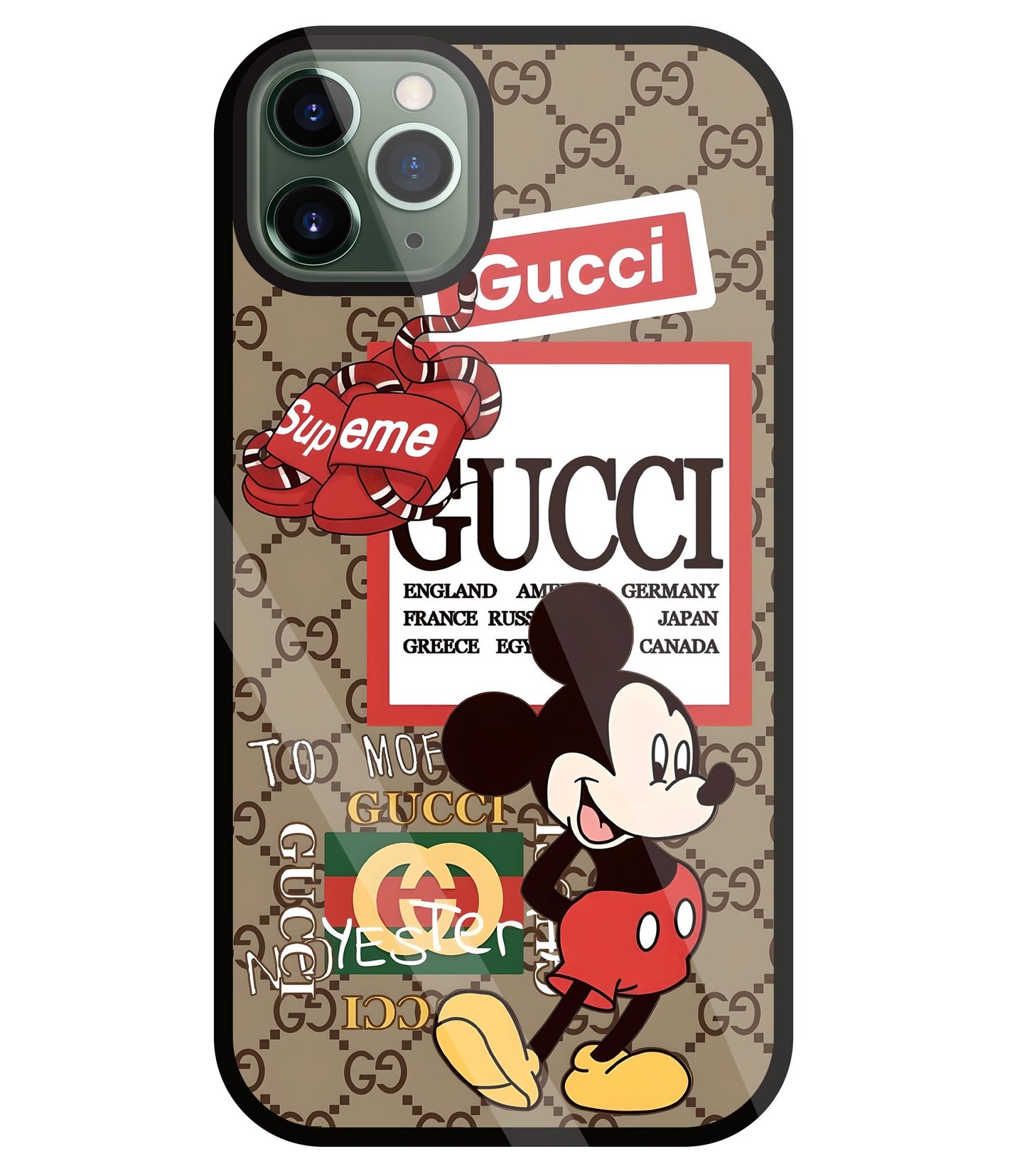 Gucci Mickey Glass Case For Apple iPhone 11 Pro Max