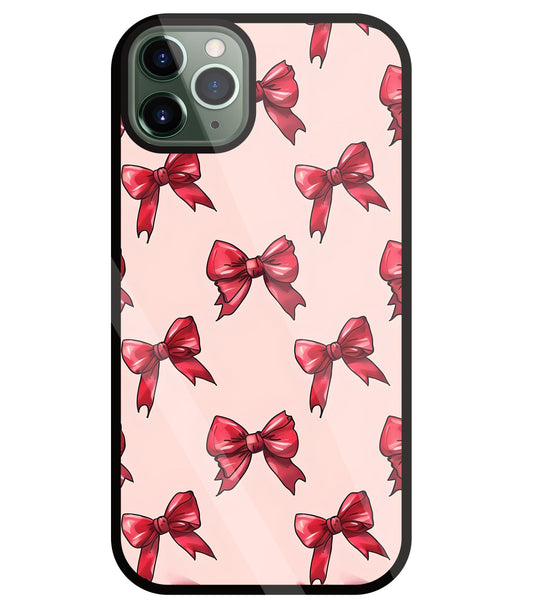 Red Ribbon Glass Case For Apple iPhone 11 Pro Max