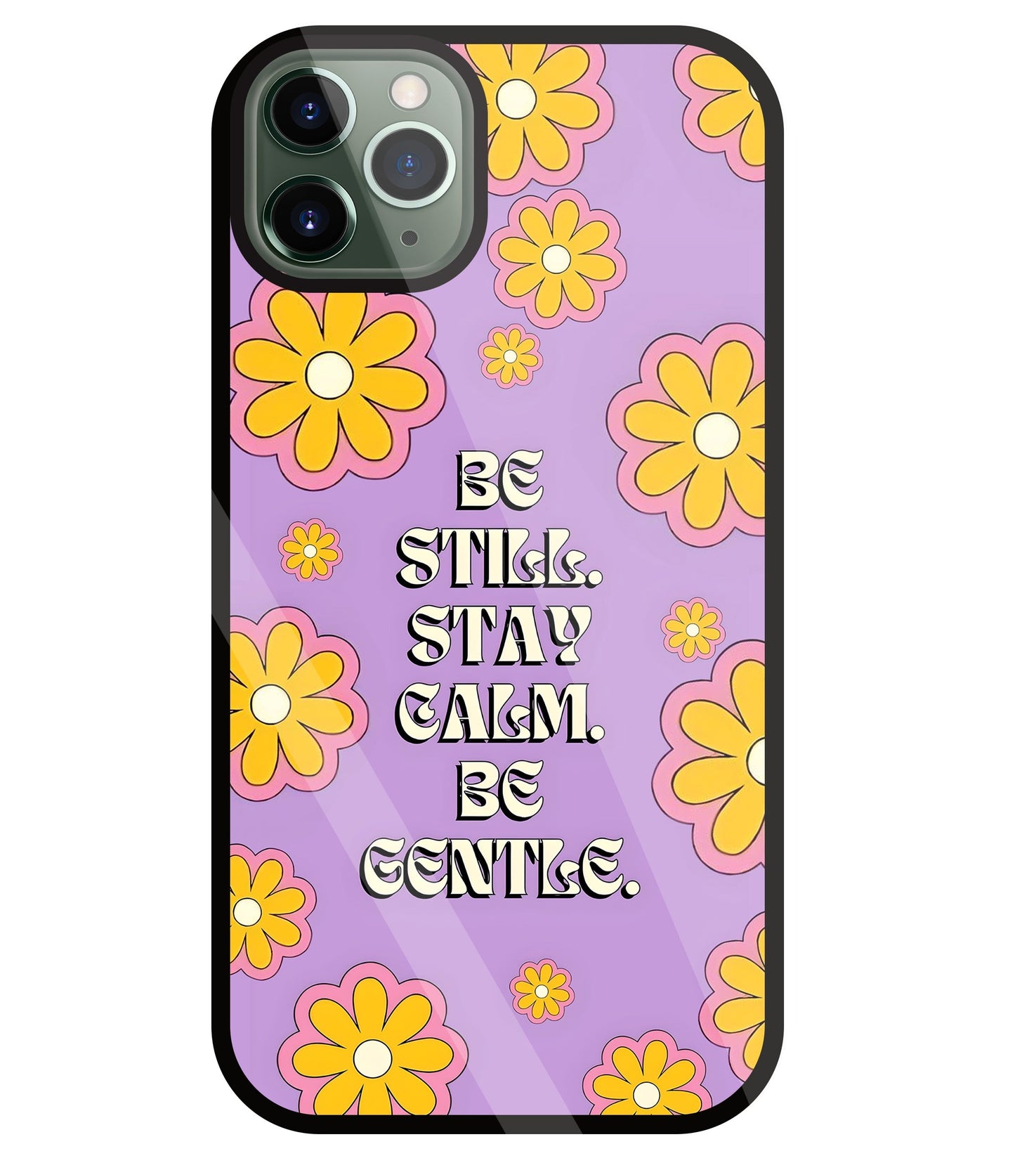 Yellow Flowers With Quotes Glass Case For Apple iPhone 11 Pro Max