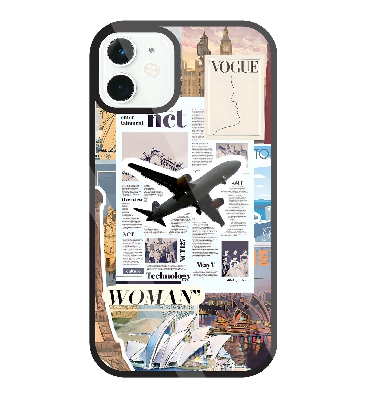Woman Aeroplane Glass Case For Apple iPhone 11