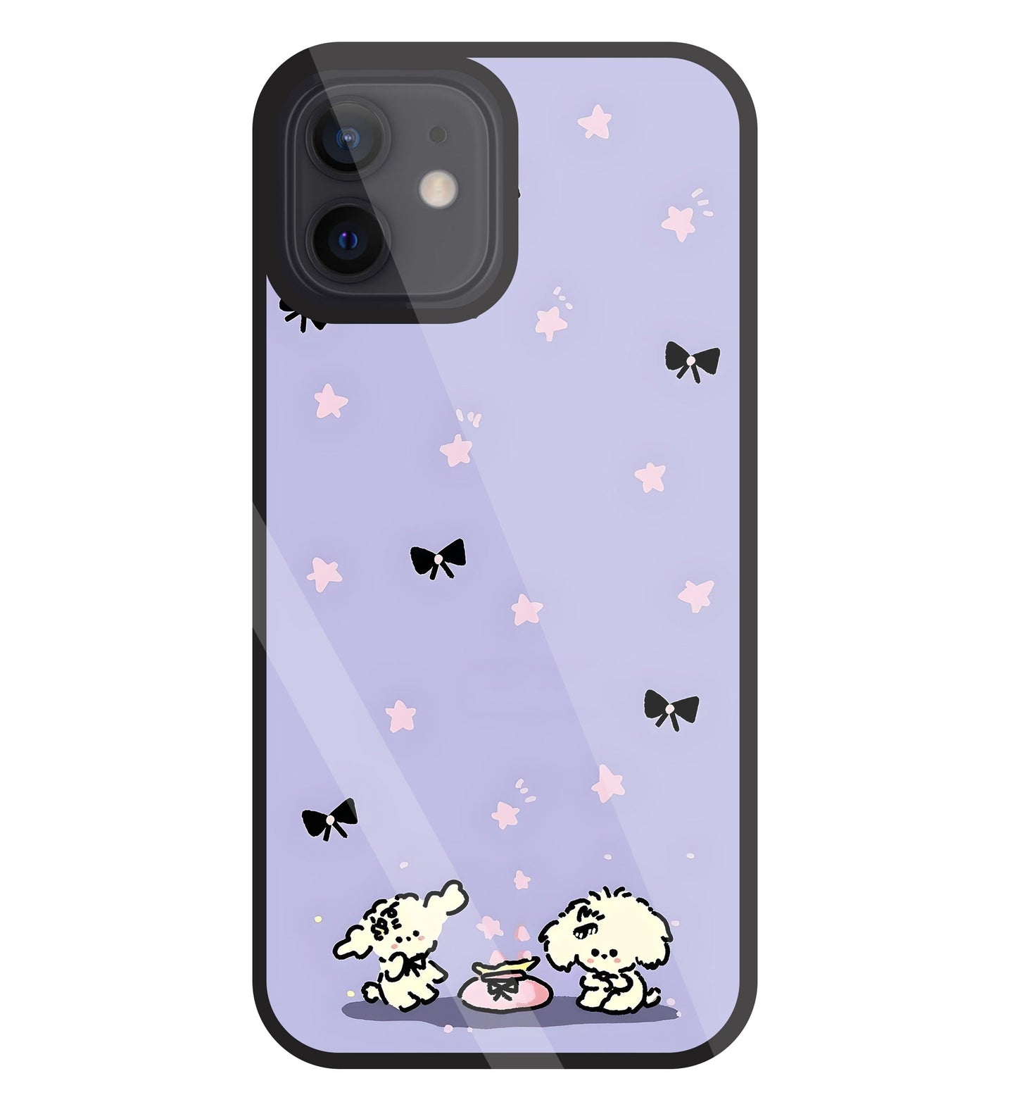 Black Ribbon With Stars Glass Case For Apple iPhone 12