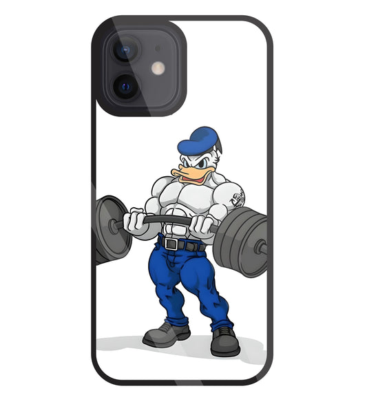 Donald Duck With Gym Glass Case For Apple iPhone 12