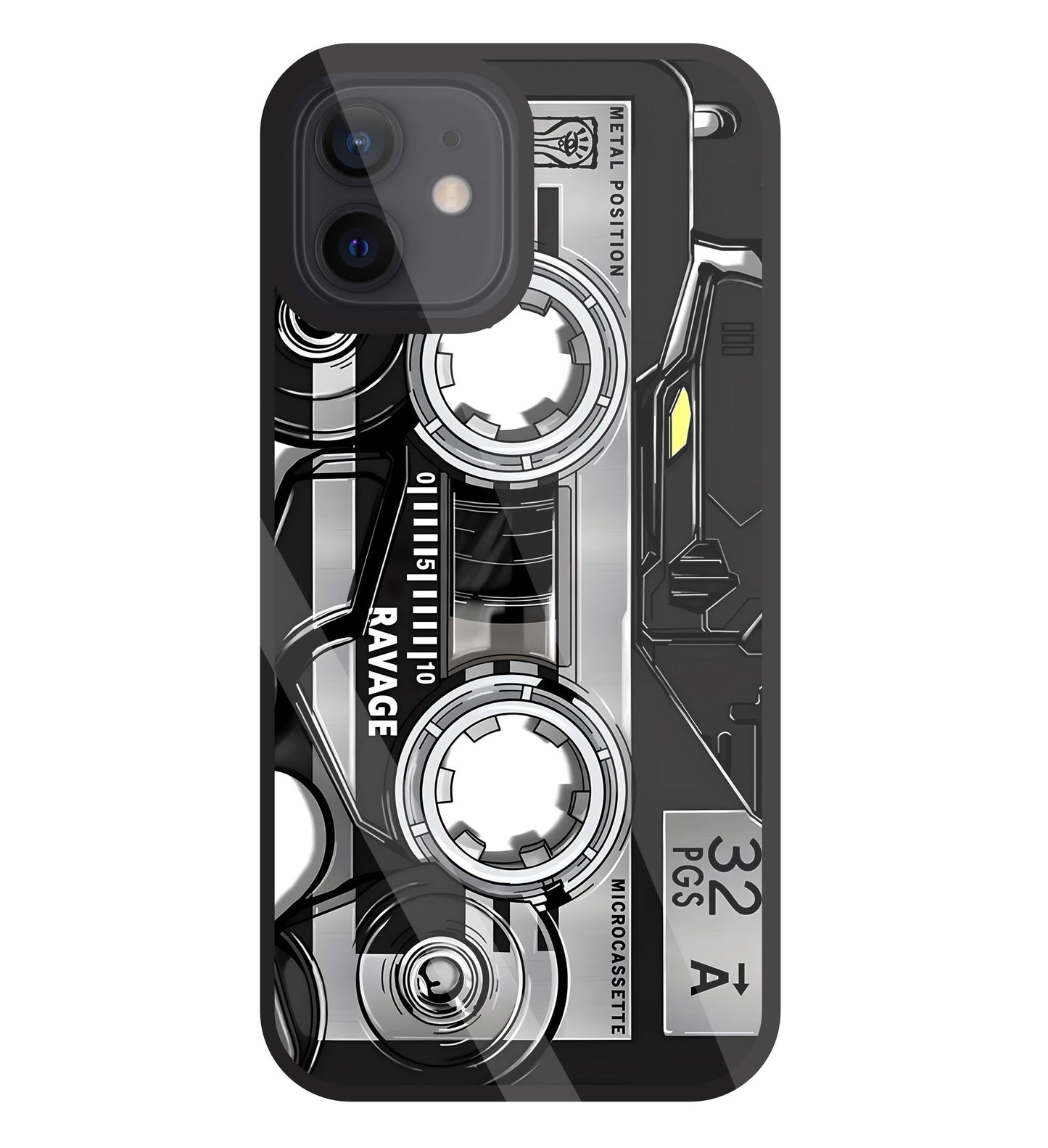 Microcassette Glass Case For Apple iPhone 12
