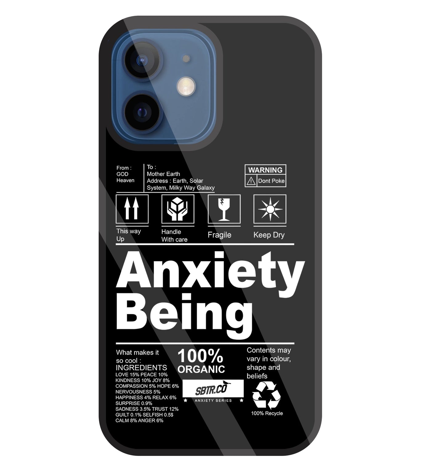 Anxiety Being Glass Case For Apple iPhone 12 Mini