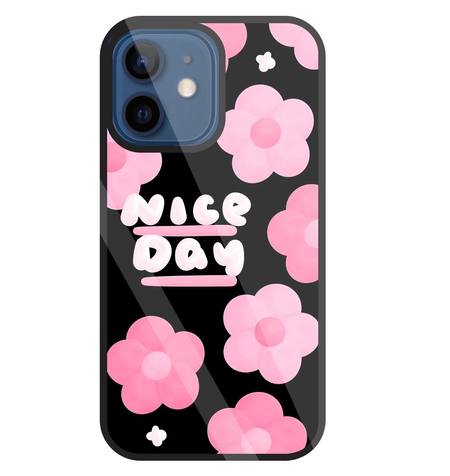 Nice Day Pink Flower Glass Case For Apple iPhone 12 Mini