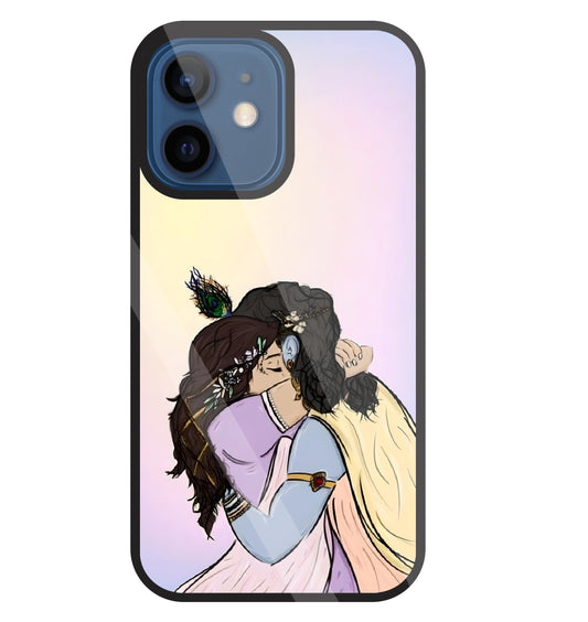 Radhe Krishna hugs Glass Case For Apple iPhone 12 Mini