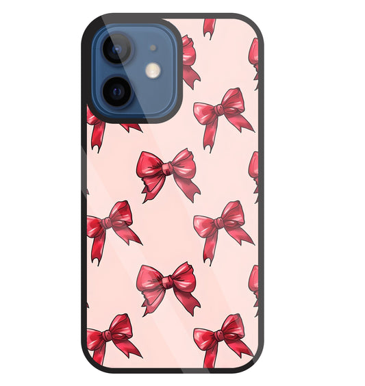 Red Ribbon Glass Case For Apple iPhone 12 Mini