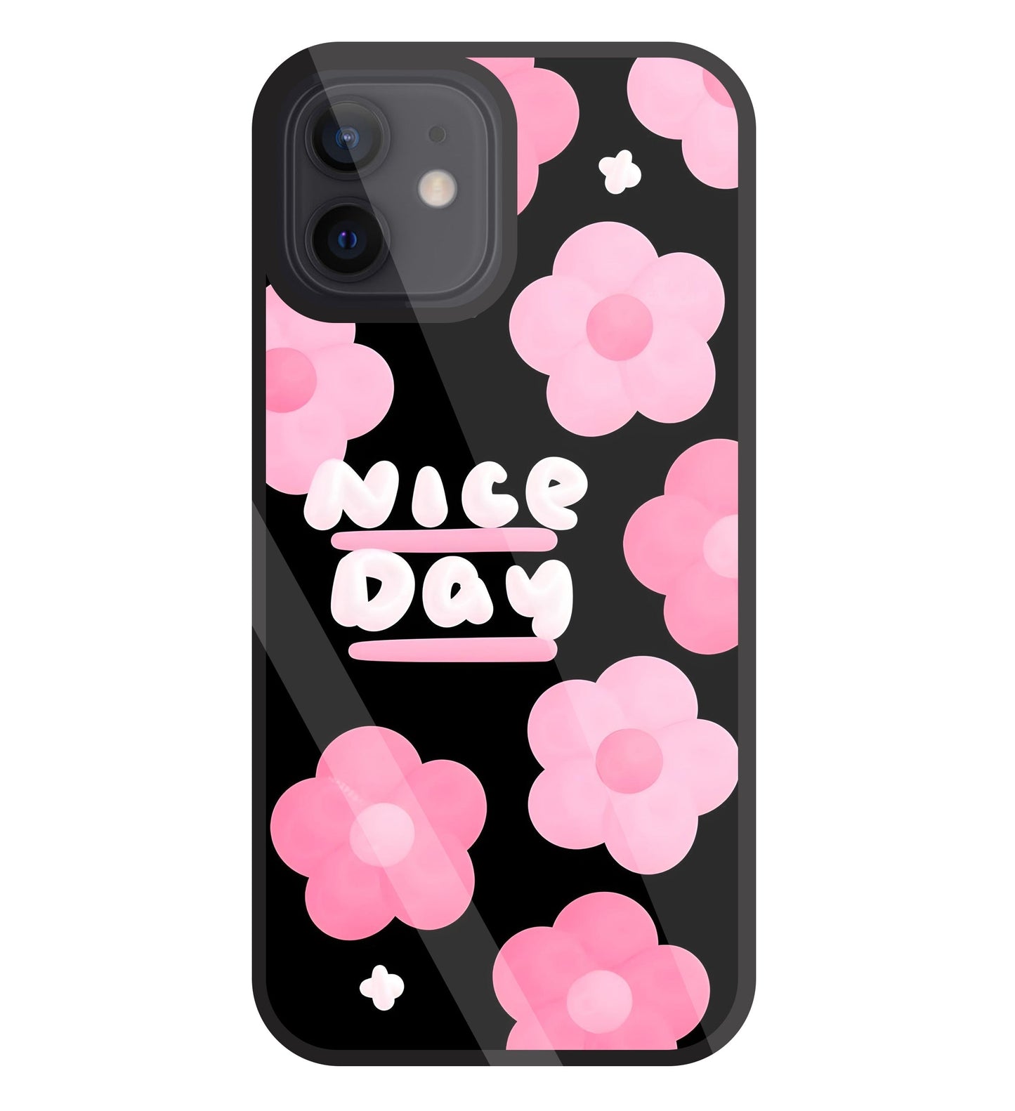 Nice Day Pink Flower Glass Case For Apple iPhone 12