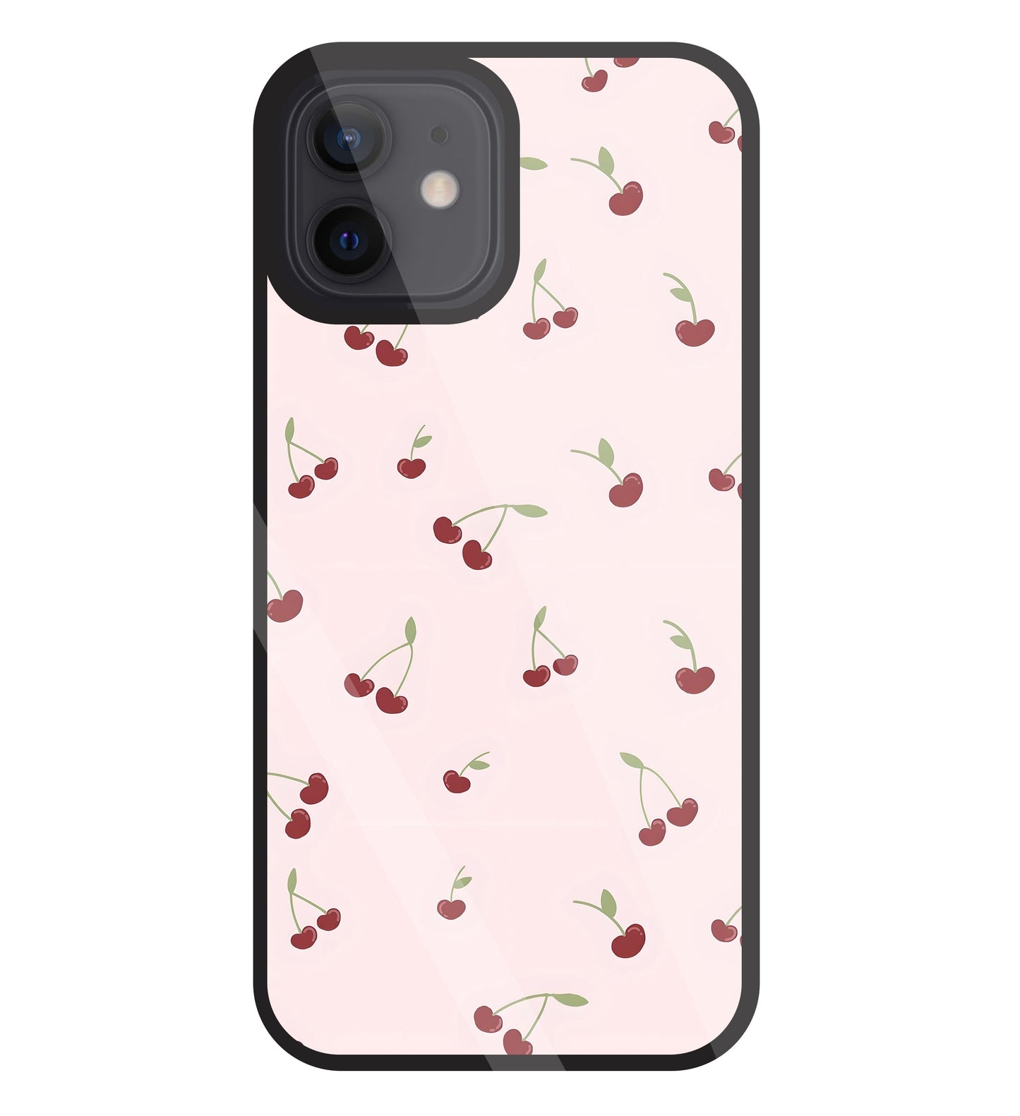 Pink Cherry Glass Case For Apple iPhone 12