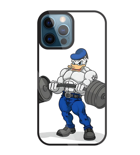 Donald Duck With Gym Glass Case For Apple iPhone 12 Pro