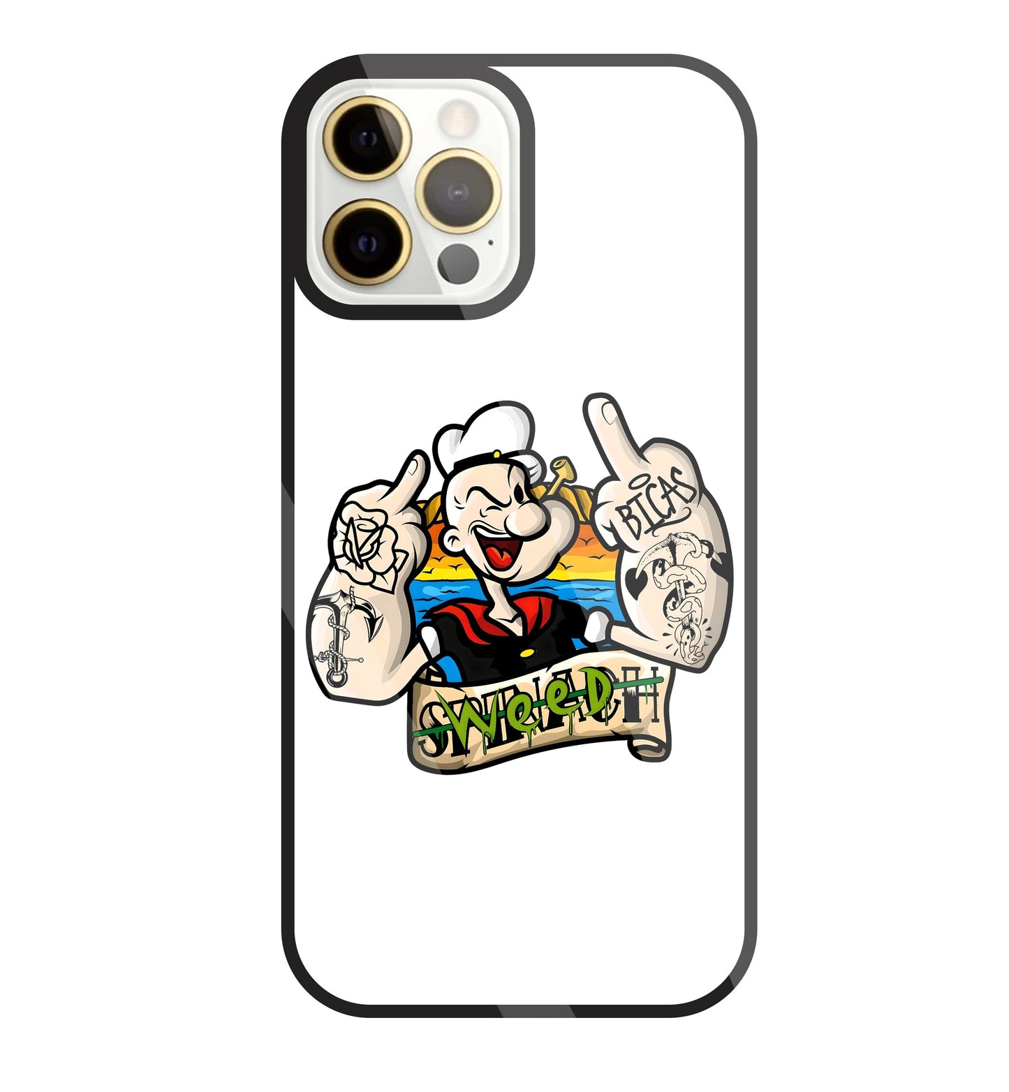 Popeye Weed Glass Case For Apple iPhone 12 Pro Max