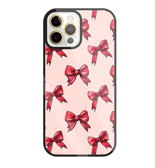 Red Ribbon Glass Case For Apple iPhone 12 Pro Max