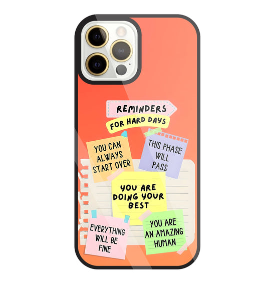 Reminders for Hard DayS Glass Case For Apple iPhone 12 Pro Max