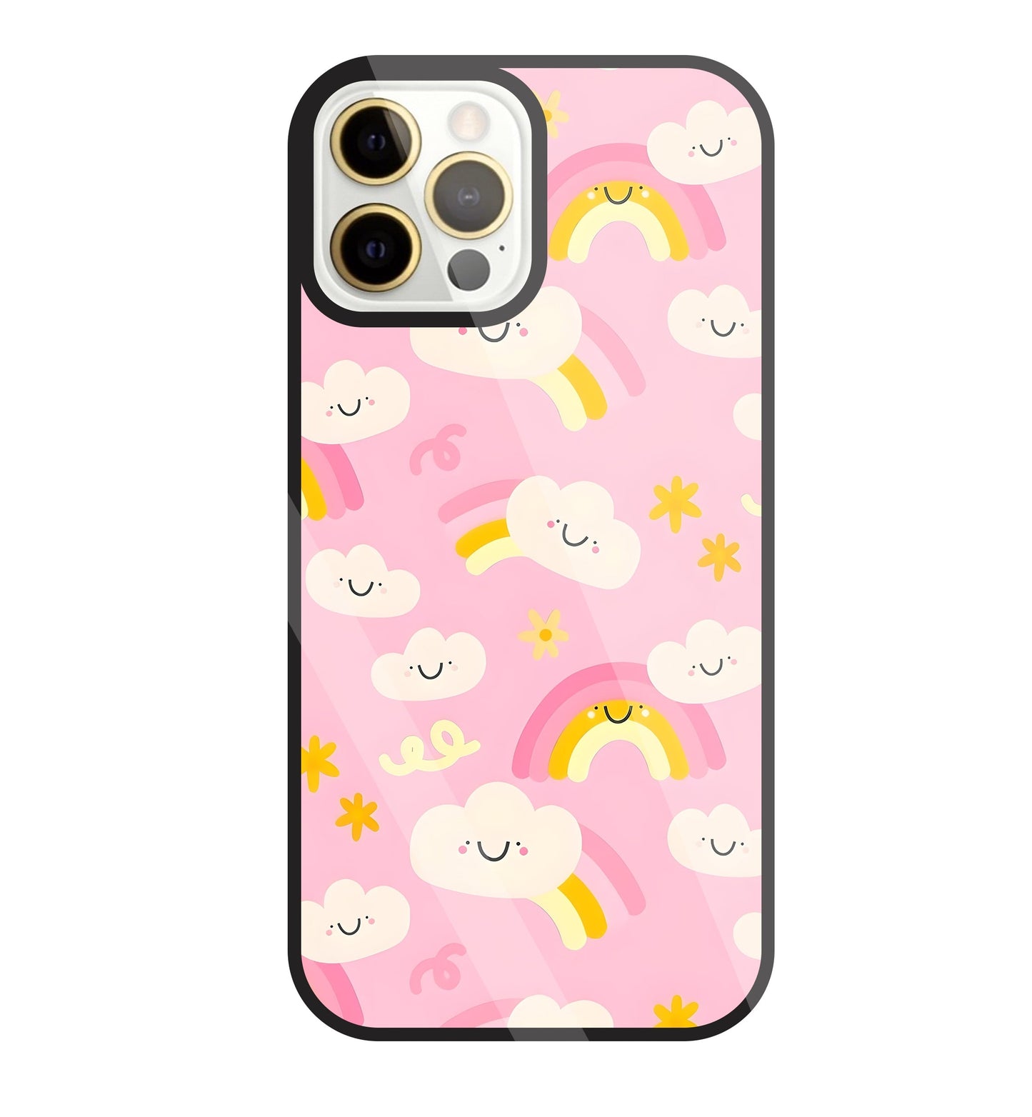 Smile Clouds With Rainbow Glass Case For Apple iPhone 12 Pro Max