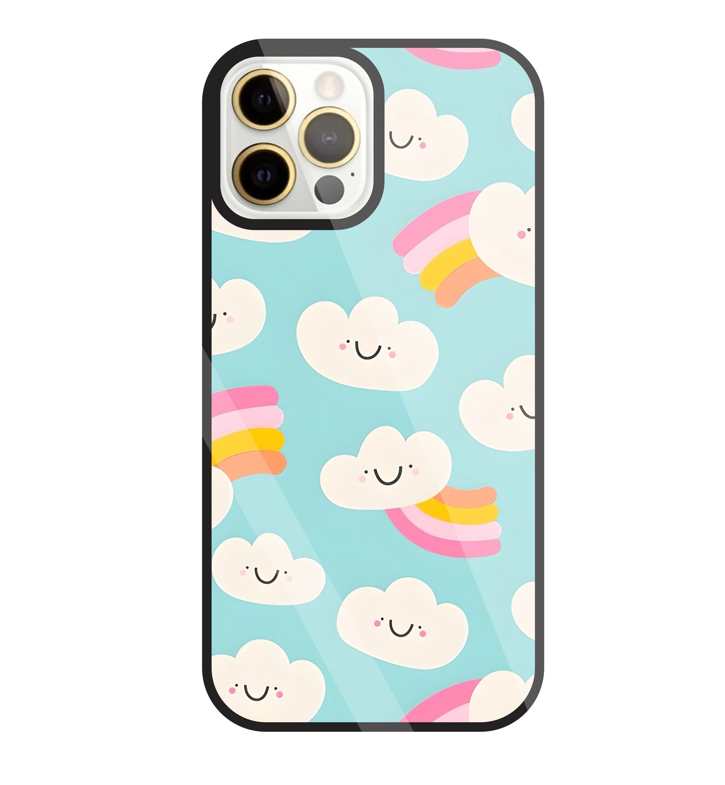 Smiley Clouds Glass Case For Apple iPhone 12 Pro Max