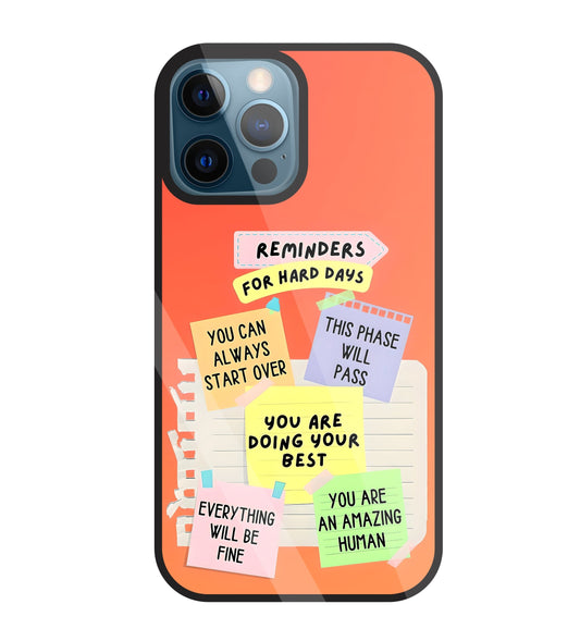 Reminders for Hard DayS Glass Case For Apple iPhone 12 Pro