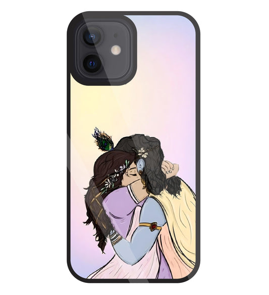 Radhe Krishna hugs Glass Case For Apple iPhone 12