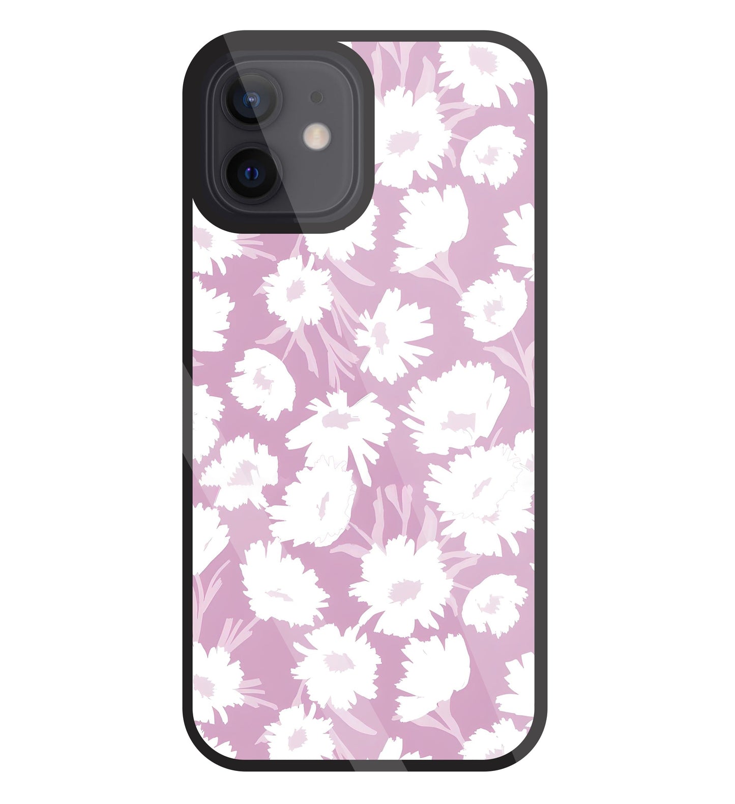White Sunflower Glass Case For Apple iPhone 12