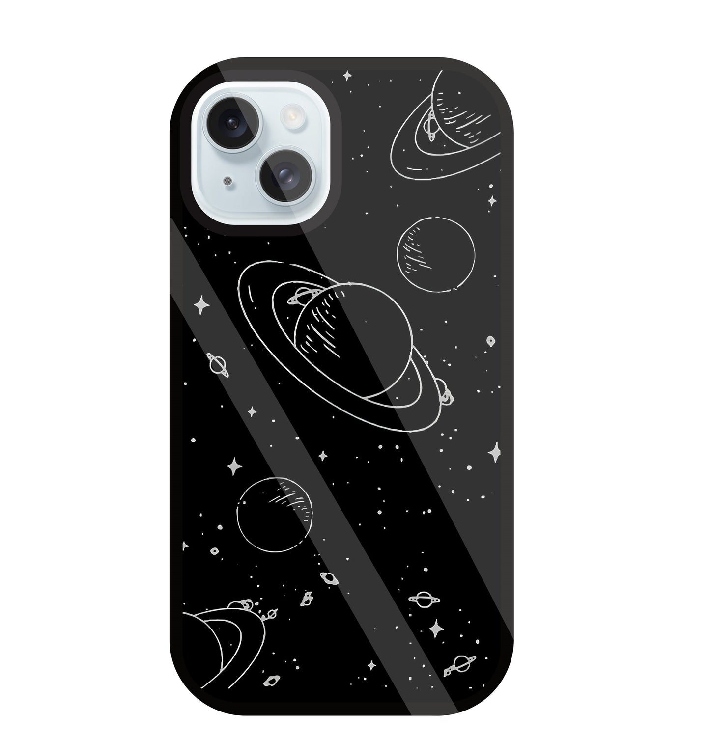 Black And White Space Glass Case For Apple iPhone 13