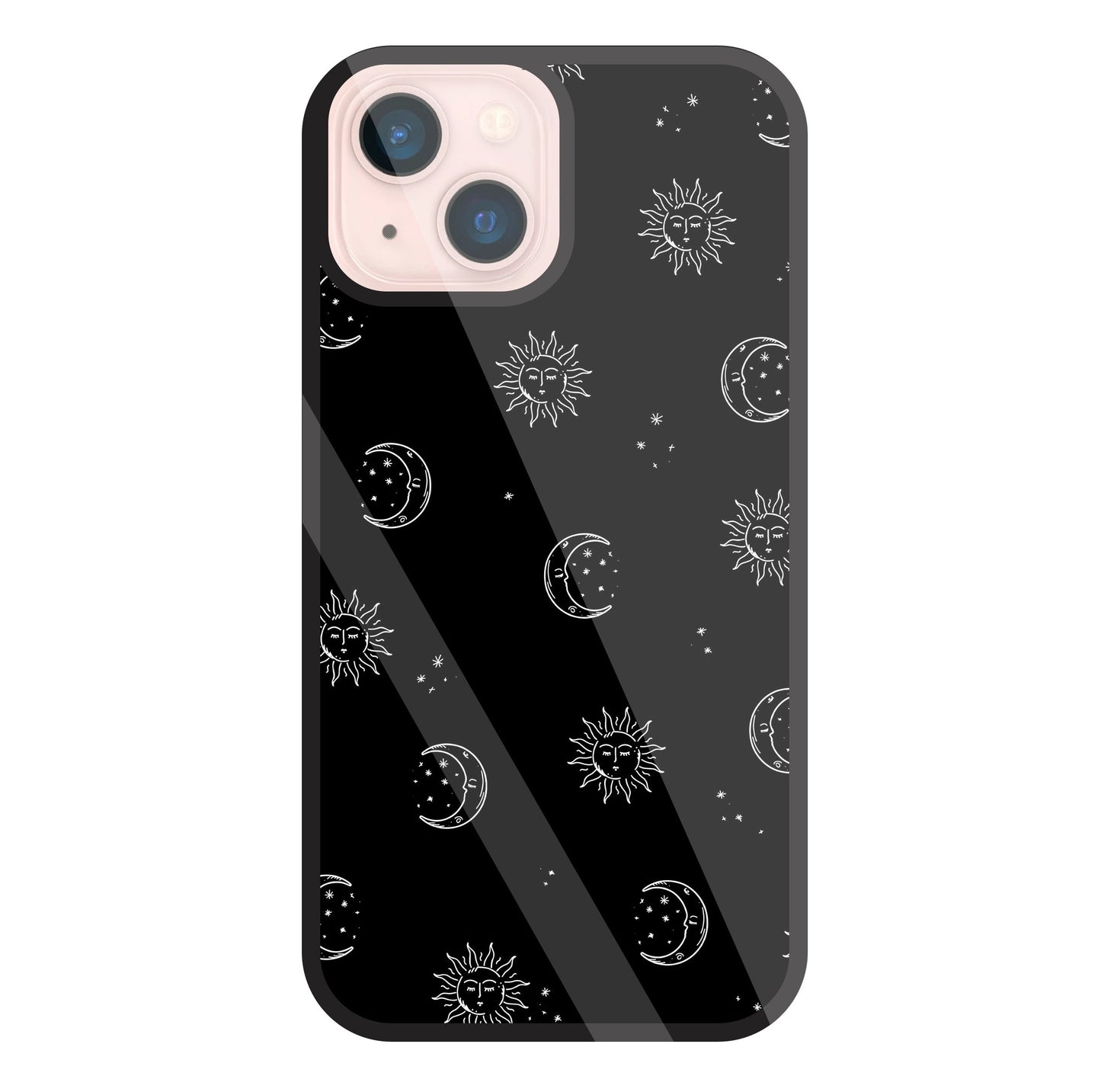 Black Sun With Moon Glass Case For Apple iPhone 13 Mini