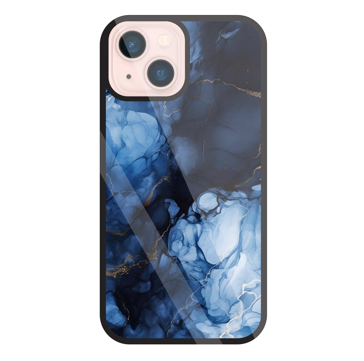 Dark Blue Marble Glass Case For Apple iPhone 13 Mini