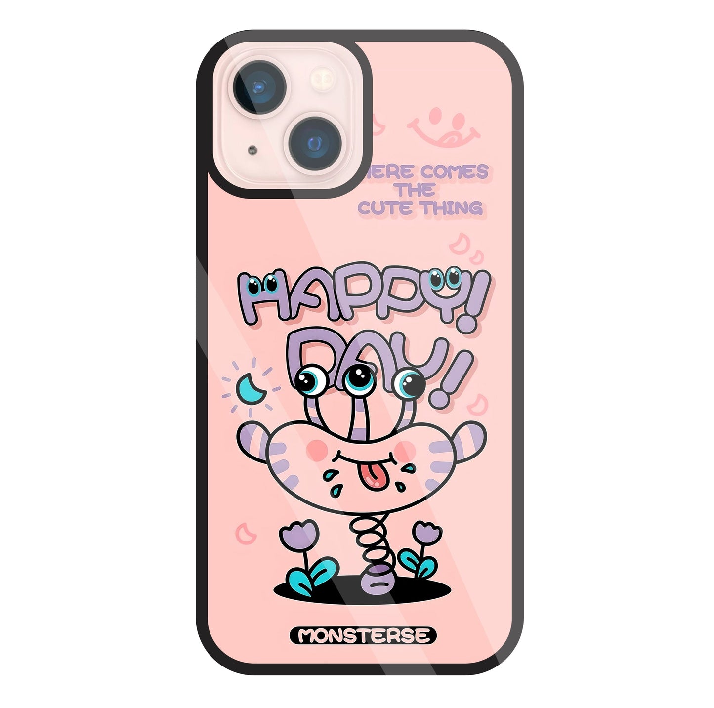 Happy Day Monsterse Pink Glass Case For Apple iPhone 13 Mini