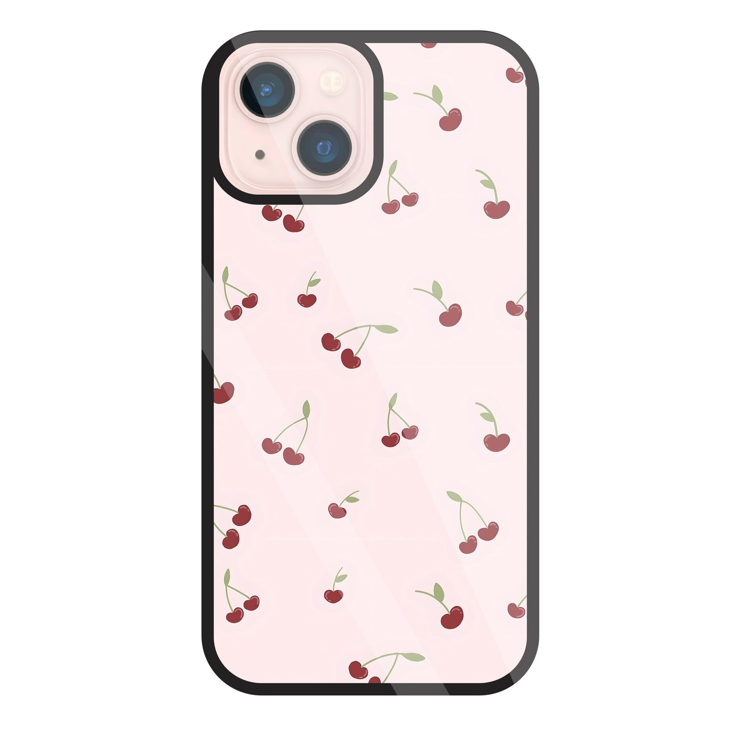 Pink Cherry Glass Case For Apple iPhone 13 Mini