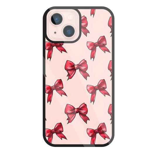 Red Ribbon Glass Case For Apple iPhone 13 Mini