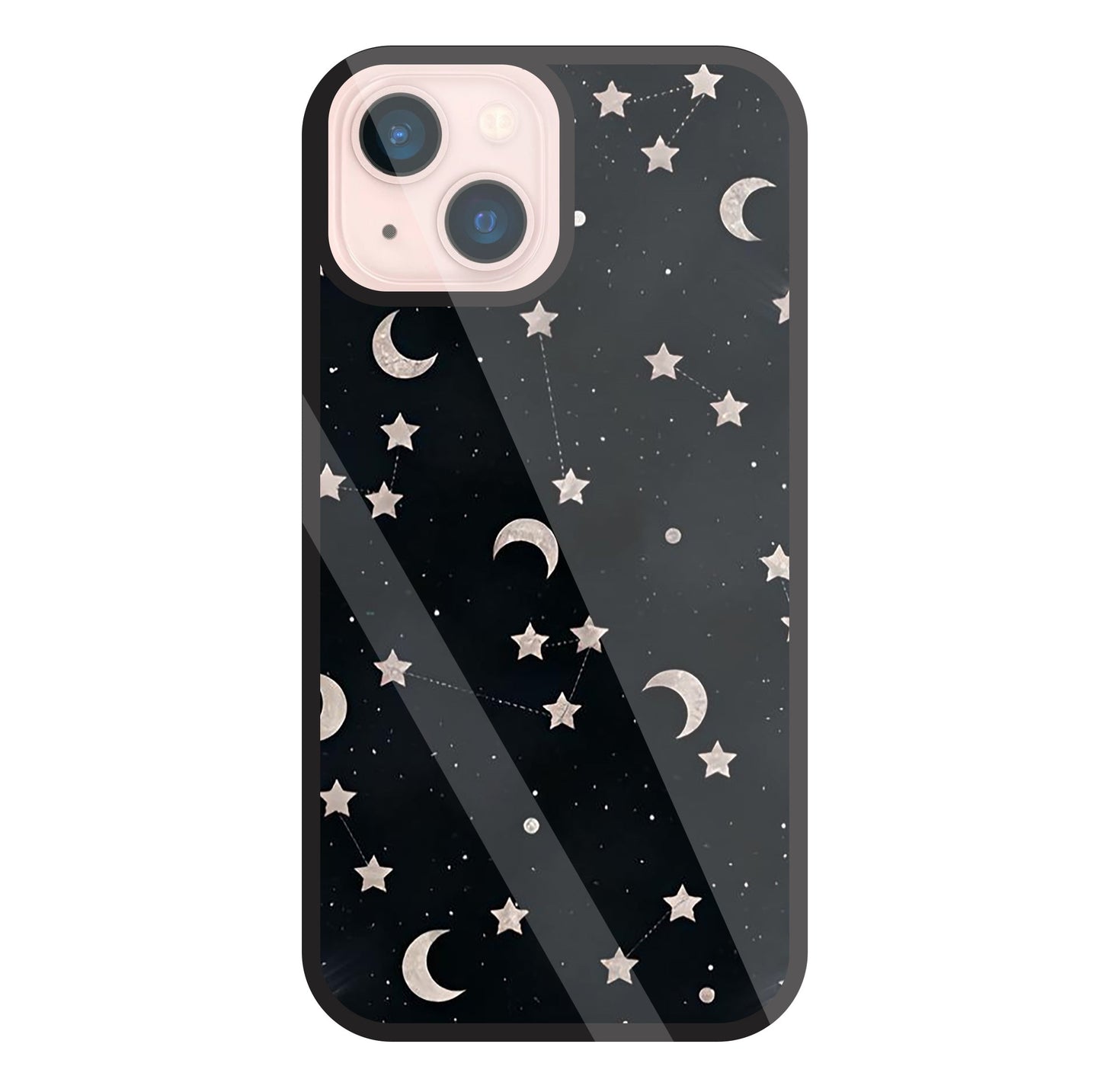 Star And Hulf Moon Space Glass Case For Apple iPhone 13 Mini