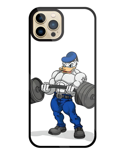 Donald Duck With Gym Glass Case For Apple iPhone 13 Pro Max