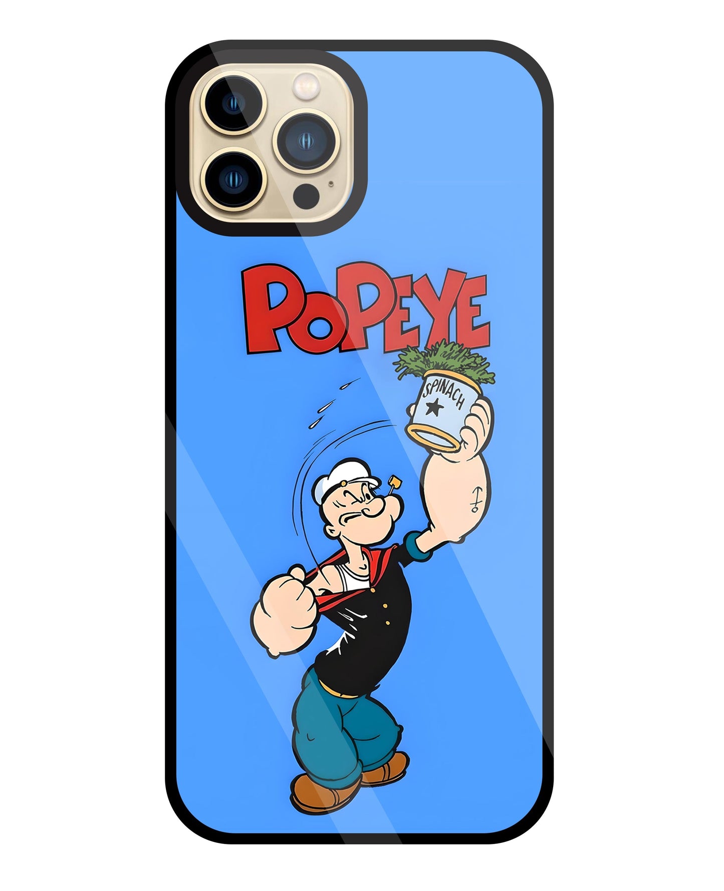 Popey In Blue Glass Case For Apple iPhone 13 Pro Max