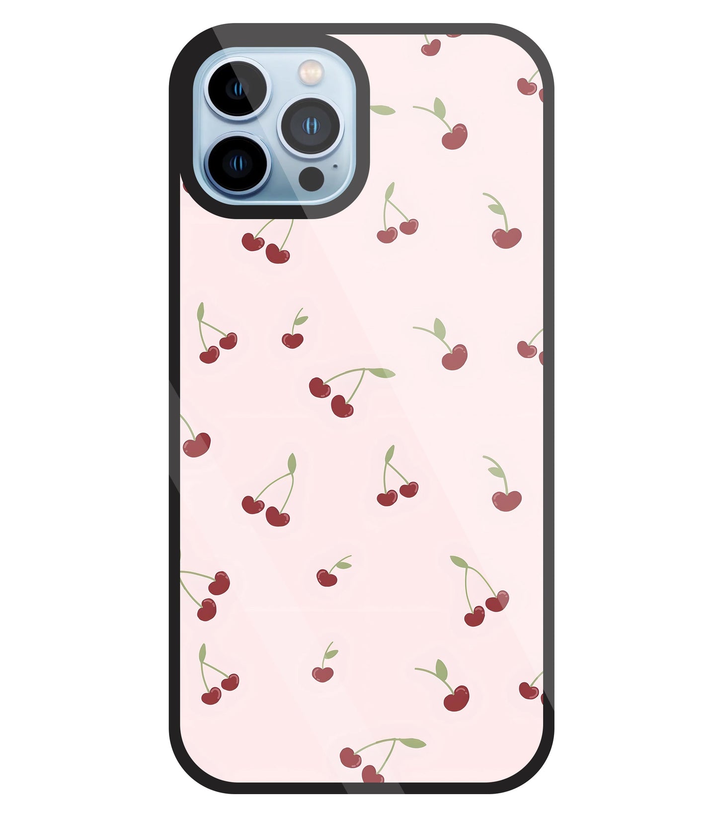 Pink Cherry Glass Case For Apple iPhone 13 Pro