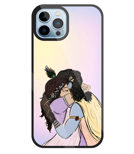 Radhe Krishna hugs Glass Case For Apple iPhone 13 Pro