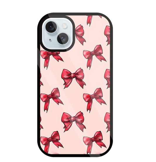 Red Ribbon Glass Case For Apple iPhone 13