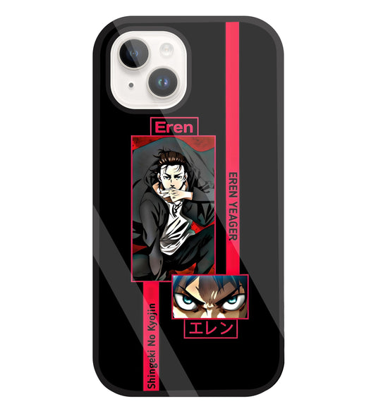 Eren Anime Glass Case For Apple iPhone 15