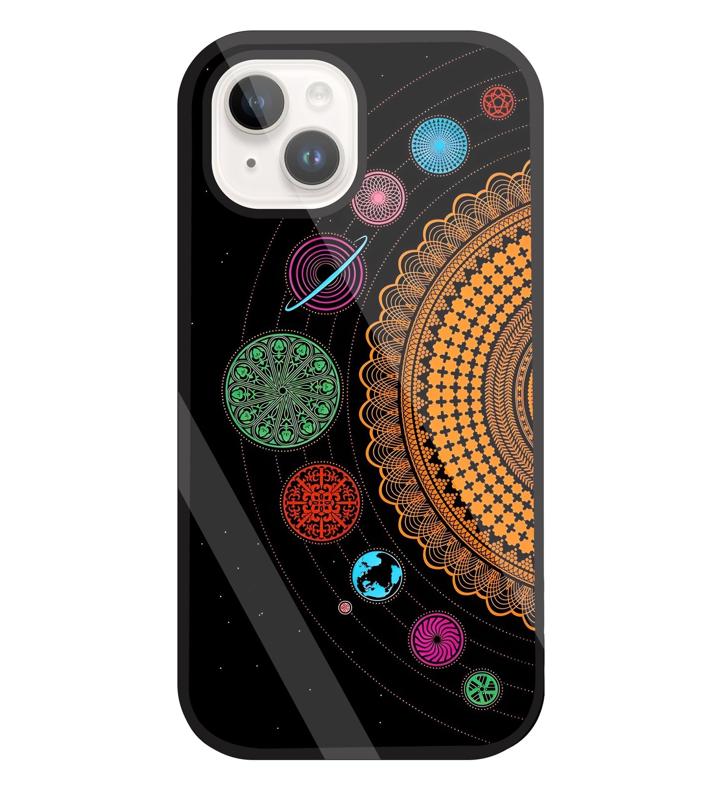 Mandala Patterns Universe Glass Case For Apple iPhone 15