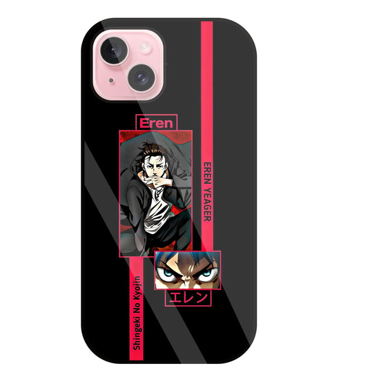 Eren Anime Glass Case For Apple iPhone 15 Plus