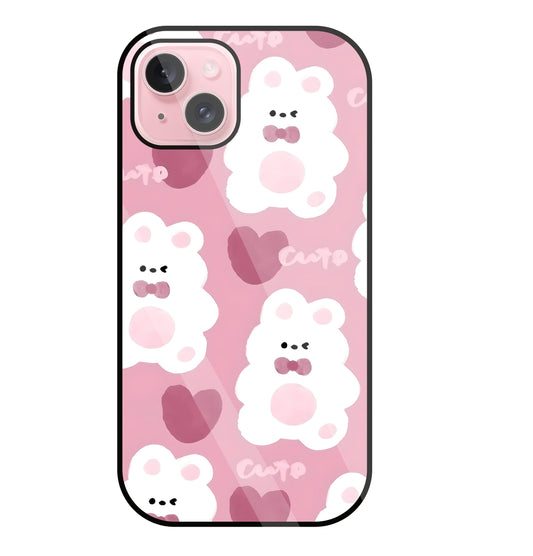Rabbit With Heart Glass Case For Apple iPhone 15 Plus