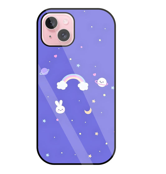Rainbow with stars Glass Case For Apple iPhone 15 Plus